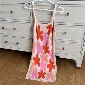 SHEIN Pink and Red Floral Slip Dress